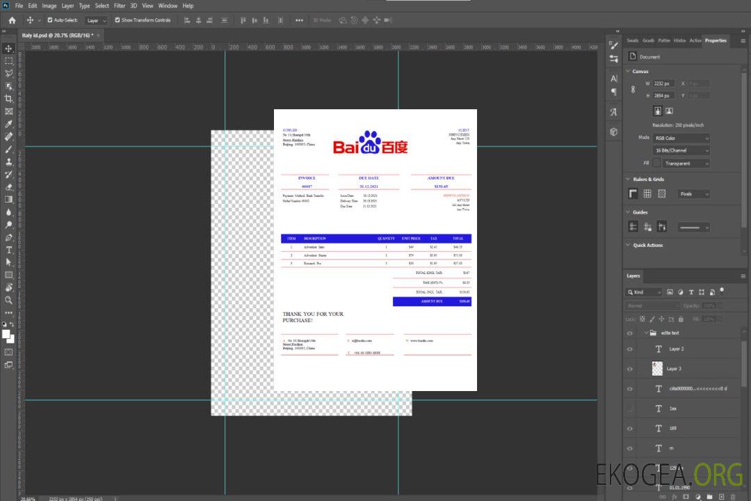 Facture Baidu aux États , Unis template Facture Baidu aux États , Unis template